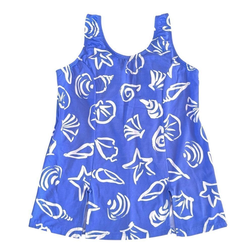 Vintage Seashell Print Tankini Swim Top